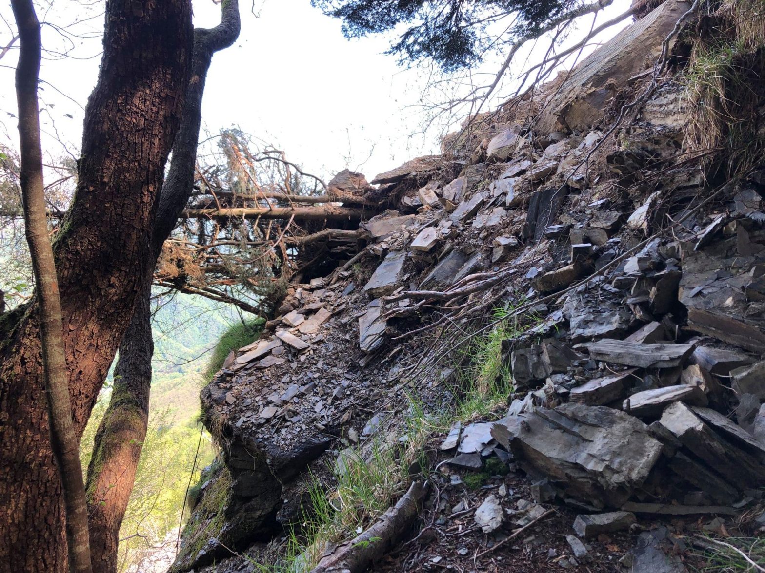 Interruzione per frana Sentiero Raccordo AVML n°55 Dragonara  Acquapendente